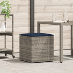 Cutie de Stocare Gri și Bleumarin Ratan și Pernă din Material Textil GartenMobel Dekor