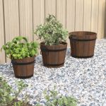 Set de jardiniere tip găleată, 3 piese, lemn masiv de brad GartenMobel Dekor