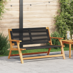 Bancă de grădină neagră 76x122x73 cm din lemn masiv de acacia GartenMobel Dekor