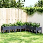 Jardinieră de grădină cu picioare, albastru gri, 200x160x42 cm, PP GartenMobel Dekor