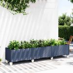 Jardinieră de grădină cu picioare, albastru gri, 240x50x54 cm, PP GartenMobel Dekor