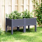 Jardinieră de grădină cu picioare, albastru gri, 80x40x42 cm, PP GartenMobel Dekor