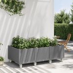 Jardinieră de grădină cu picioare, gri deschis, 150x80x54cm, PP GartenMobel Dekor