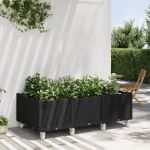 Jardinieră de grădină cu picioare, negru, 150x80x54 cm, PP GartenMobel Dekor