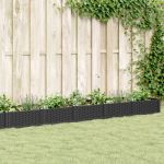 Jardinieră de grădină cu țăruși, negru, 362,5x42,5x28,5 cm, PP GartenMobel Dekor