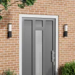 Lumini de Perete Exterioare cu Senzor 2 Piese Oțel Inoxidabil Negru IP44 GartenMobel Dekor