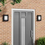 Luminile de perete exterioare cu senzor 2 buc negru oțel inoxidabil IP44 GartenMobel Dekor