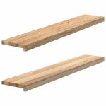 Pervaz 2 buc lemn masiv de stejar netratat 110x20x2 cm GartenMobel Dekor