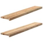 Pervaz 2 buc lemn masiv de stejar netratat 120x20x2 cm GartenMobel Dekor