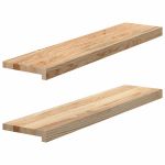 Pervaz 2 buc lemn masiv de stejar netratat 90x20x2 cm GartenMobel Dekor