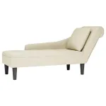 Șezlong cu pernă și cotieră dreaptă, crem, catifea GartenMobel Dekor