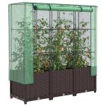 Strat înălțat cu husă de seră, aspect ratan, 120x40x138 cm GartenMobel Dekor