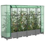 Strat înălțat cu husă de seră, aspect ratan, 160x40x123 cm GartenMobel Dekor