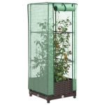 Strat înălțat cu husă de seră, aspect ratan, 40x40x123 cm GartenMobel Dekor