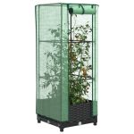 Strat înălțat cu husă de seră, aspect ratan, 40x40x123 cm GartenMobel Dekor