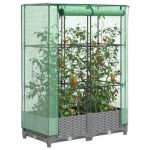 Strat înălțat cu husă de seră, aspect ratan, 80x40x123 cm GartenMobel Dekor
