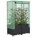 Strat înălțat cu husă de seră, aspect ratan, 80x40x138 cm GartenMobel Dekor