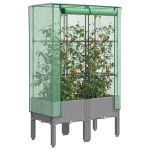 Strat înălțat cu husă de seră, aspect ratan, 80x40x140 cm GartenMobel Dekor