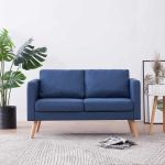 Canapea cu 2 locuri, albastru, material textil GartenMobel Dekor