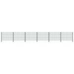 Panou de gard cu stâlpi, verde, 10,2 m, fier GartenMobel Dekor