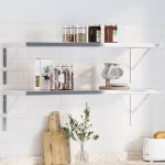 Suporturi rafturi, 4 buc., 40x2,5x25 cm argintiu oțel inox. GartenMobel Dekor