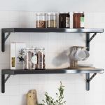 Suporturi rafturi 4 buc. 23,5x2,5x15,5 cm negru oțel inoxidabil GartenMobel Dekor