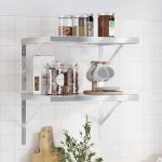 Rafturi de perete, 2 buc., 50x40 cm, argintiu oțel inoxidabil GartenMobel Dekor
