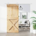 Ușă glisantă cu set de feronerie 85x210 cm, lemn masiv de pin GartenMobel Dekor