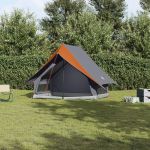 Cort de camping în formă de A pentru 3 persoane, impermeabil, gri și portocaliu GartenMobel Dekor