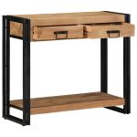 Masă Consolă  Neagră 90x33x75 cm Din Lemn Masiv de Acacia și Metal GartenMobel Dekor