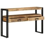 Mese laterale  Negre 120x33x75 cm din lemn solid de mango și metal GartenMobel Dekor