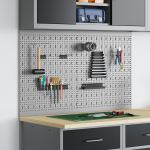 Plăci perforate 2 piese cu 8 accesorii, Gri, 50x60 cm, Oțel GartenMobel Dekor