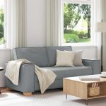 Canapea cu 2 locuri, gri deschis, 140 cm, material textil GartenMobel Dekor