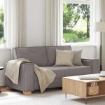 Canapea cu 2 locuri, gri taupe, 140 cm, material textil GartenMobel Dekor