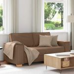 Canapea cu 2 locuri, maro, 140 cm, material textil GartenMobel Dekor