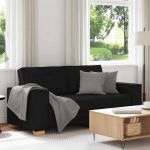 Canapea cu 2 locuri, neagră, 140 cm, material textil GartenMobel Dekor
