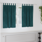 Cortine blackout  cu bucle de agățare 2 bucăți verde închis catifea GartenMobel Dekor