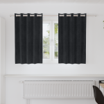 Draperii blackout  cu œillets 2 buc Negru Catifea GartenMobel Dekor