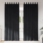 Draperii blackout  cu bucle de agățare 2 piese catifea neagră GartenMobel Dekor