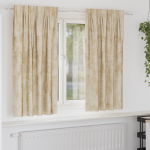 Draperii din Catifea 2 piese cu buzunare pentru baghetă crem 175x140 cm GartenMobel Dekor