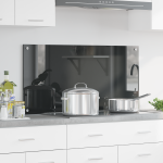 Placă backsplash pentru bucătărie  Gri Întunecat 100x50x0,6 cm Sticlă Securizată GartenMobel Dekor