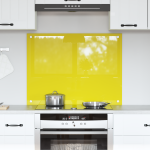 Placă de Backsplash pentru Bucătărie  Galben 80x60x0,6 cm din Sticlă Temperată GartenMobel Dekor