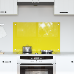 Placă de backsplash pentru bucătărie , Galben, 80x50x0,6 cm, Sticlă securizată GartenMobel Dekor