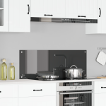 Bucătărie  Backsplash Gri Închis 110x40x0,6 cm Sticlă Temperată GartenMobel Dekor