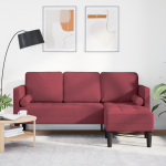 Canapea L-Shape cu 3 locuri Bordo 160 cm Textil GartenMobel Dekor