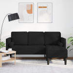 Canapea L cu 3 locuri Neagră 160 cm Textil GartenMobel Dekor