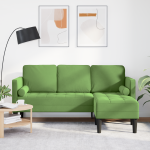 Canapea cu 3 locuri și chaise L, verde deschis, 160 cm, catifea GartenMobel Dekor