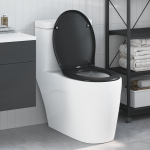 Capac pentru toaletă cu eliberare rapidă  cu închidere lentă Duroplast Negru GartenMobel Dekor