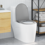 Scaun de toaletă  cu eliberare rapidă și închidere lentă, din Duroplast, Gri GartenMobel Dekor