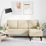 Sofa L cu 3 locuri  Crem 160 cm din țesătură GartenMobel Dekor